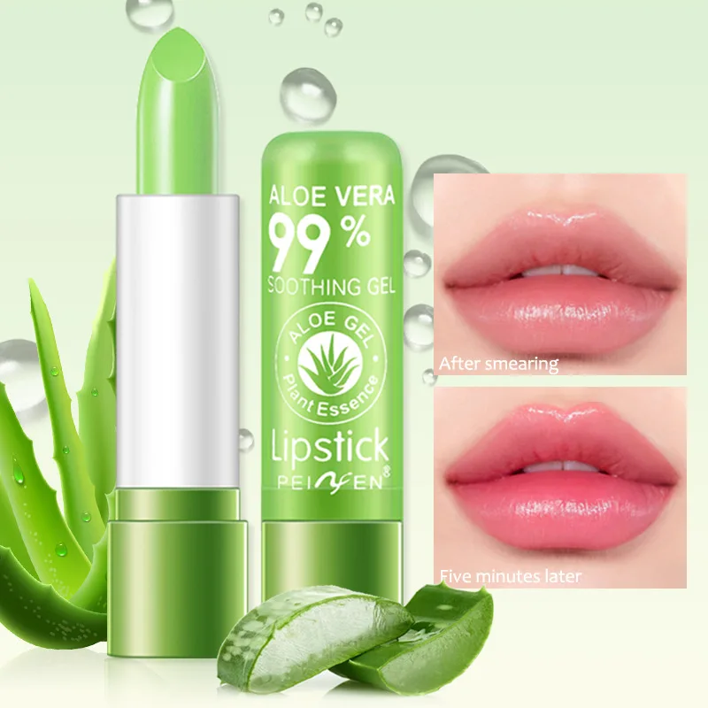 Private Label Aloe Vera 99% Color Change Lip Balm | Waterproof Long-Lasting  Green Tube Lipstick for Men & Women