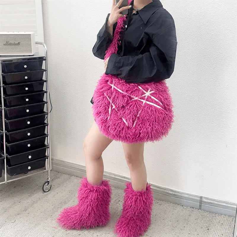 Sac à Main En Fausse Fourrure Pour Femme - Fourre-tout Y2K Avec Bandoulière - Dimensions 18x25 Cm - Doux Et Tendance - 13