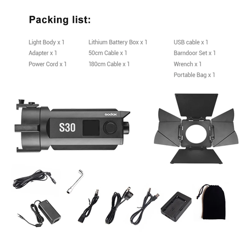 【即発送】Godox S30 スポットライト ソフトボックス付き Amazon.com : Godox S30 LED Spotlight Video Light with