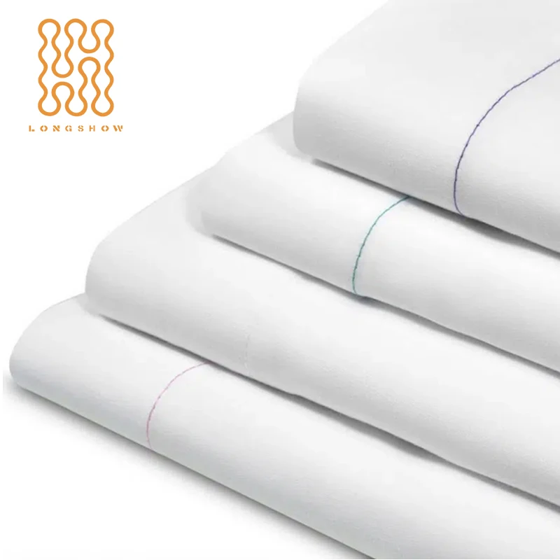 Hospitality White Bed Linen Queen Sheets 60/40 Cotton Sheet Come With