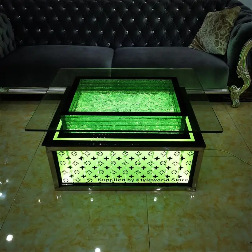 Buy Luxury L V Living Room Led Art Glass Light Up Coffee Table Modern from  Foshan Linhao Art Glass Co., Ltd., China