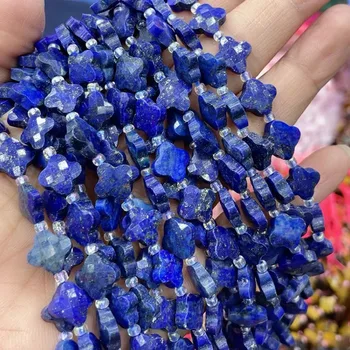 Natural Gemstone Lapis Lazuli 10/12mm Amethyst Faceted Four-leaf Clover Shape Spacer Gemstone Beads Wholesale