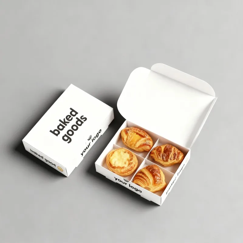 Wholesale Recyclable Food Grade Glossy Matte Laminated Paper Box Egg tart Donut Cookie Chocolate Toast Packaging Box