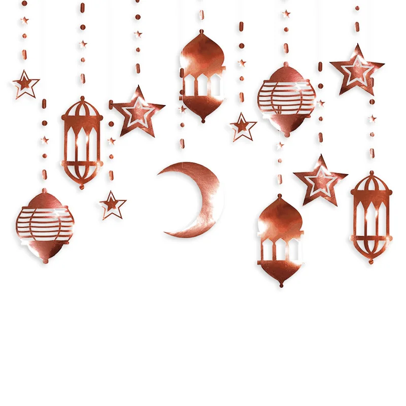 Iridescent Star Moon Lantern Garland Holographic EID Decoration Home ...