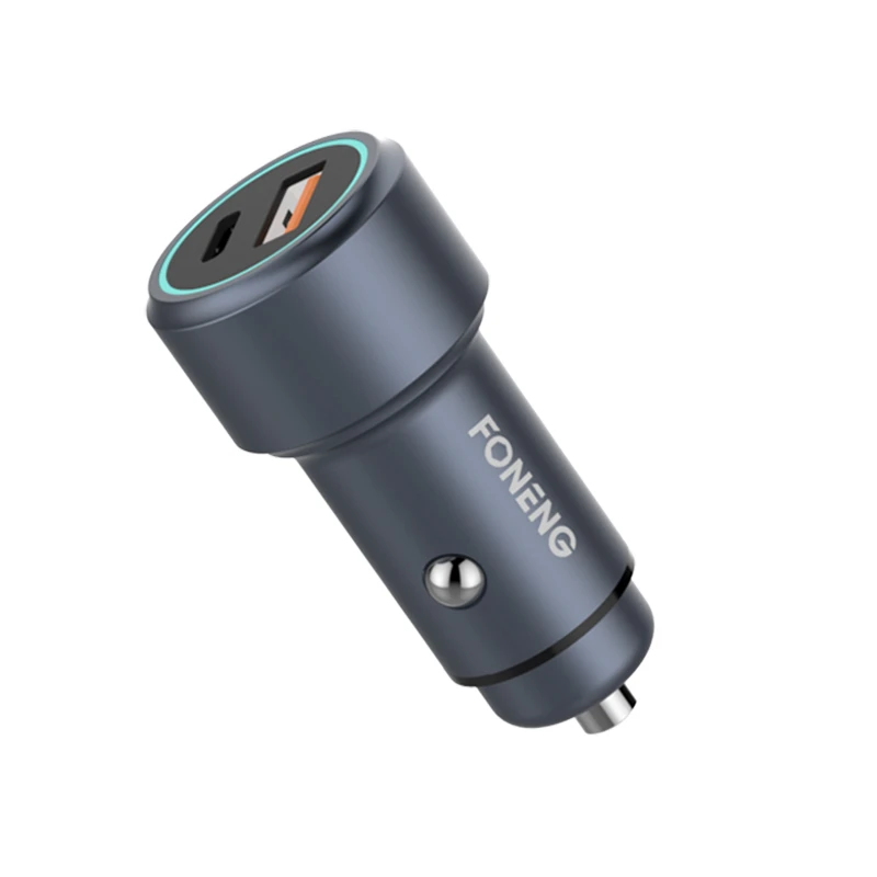 Металлическое автомобильное зарядное устройство FONENG C14 18 Вт PD для быстрой зарядки с двумя