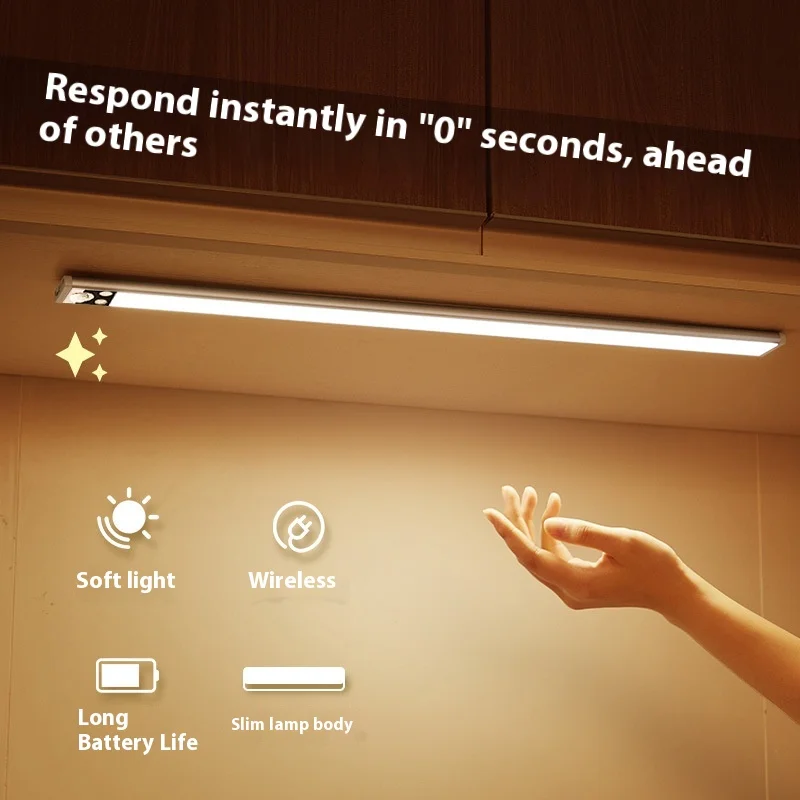 Modern Şarjlı LED Dolap Işığ Stripi Manyetik Kablosuz Hareket Sensörlü Mutfak Dolabı, Gardırop, Oturma Odası, Şarap Dolabı İçin