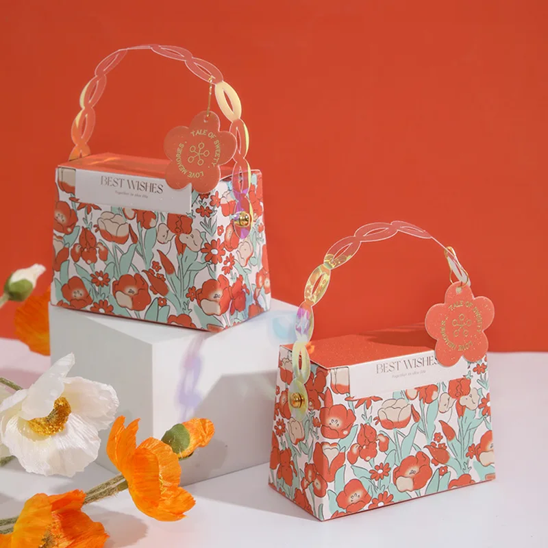 Custom Logo Luxury Wedding Favor Candy Paper Box with Handle Wedding ...