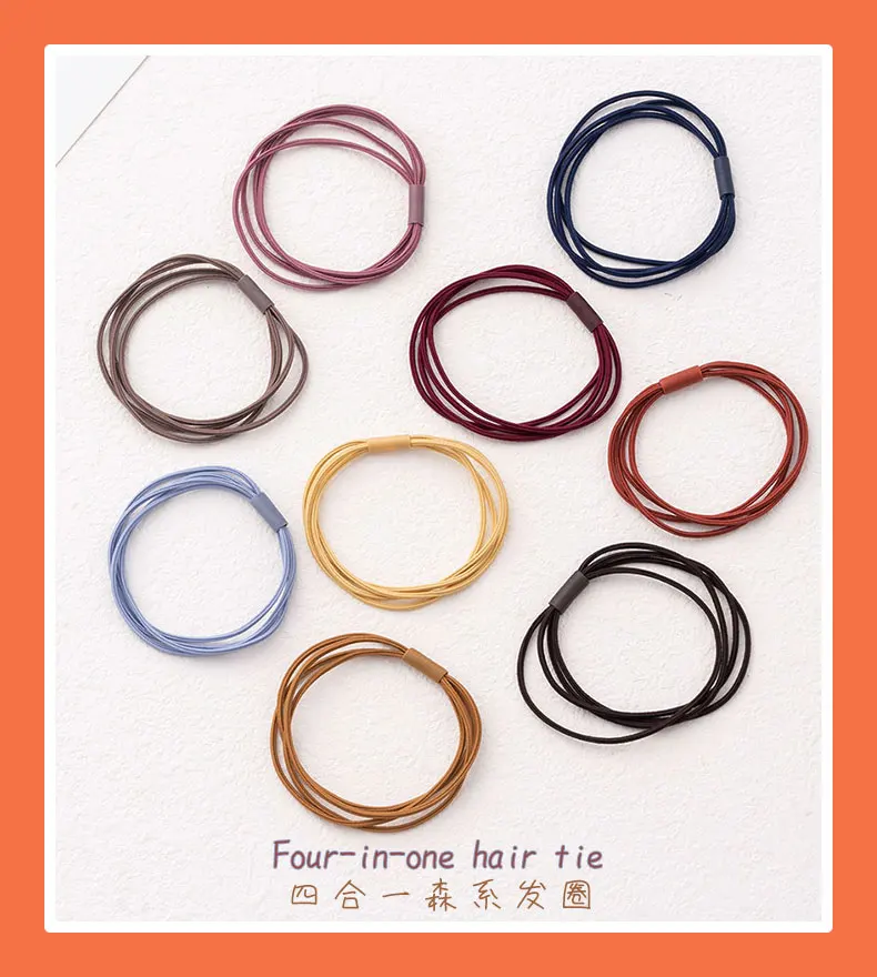 Strong Pull Continuous Elastic Hair Bands Multicolored Female Rubber