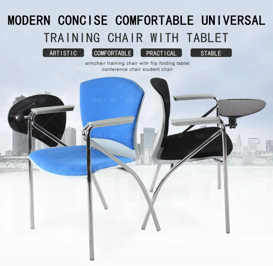 Padded Training Chair With Folding Tablet And Cushion Office Chair With Armrests 2024 New Design For Lecture Meeting Conference