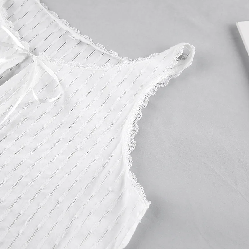 2026 Breathable Soft Loose-fitting Braces in White Nightgown Exclusive for Cross-border Pajamas Ladies' Homewear — detail