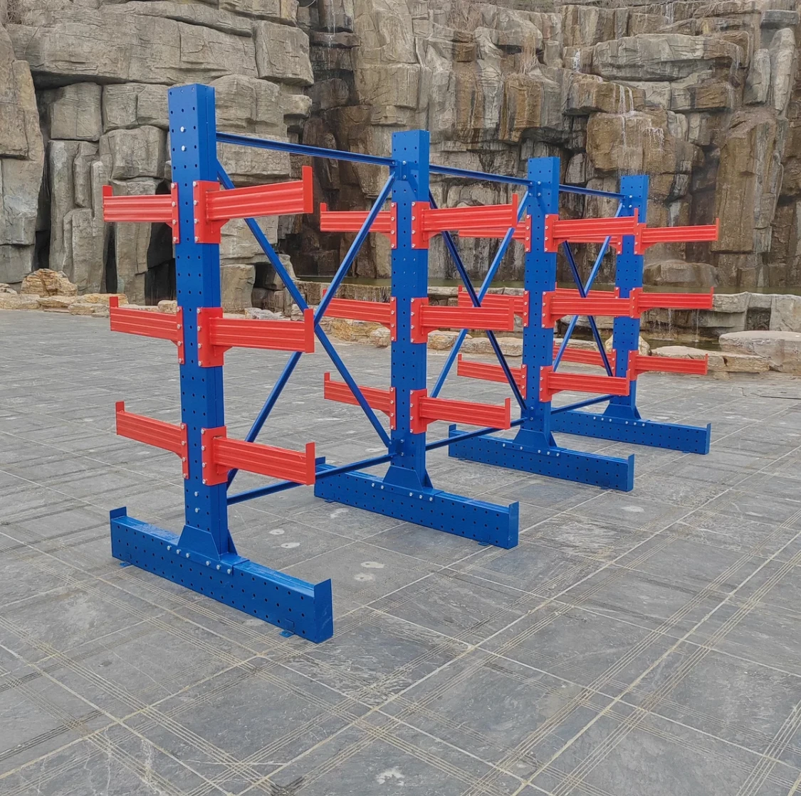 Heavy Duty Custom-Made Cantilever Rack with Thickened Metal Aluminum Tube Arms Single/Double Sided for Industrial Use