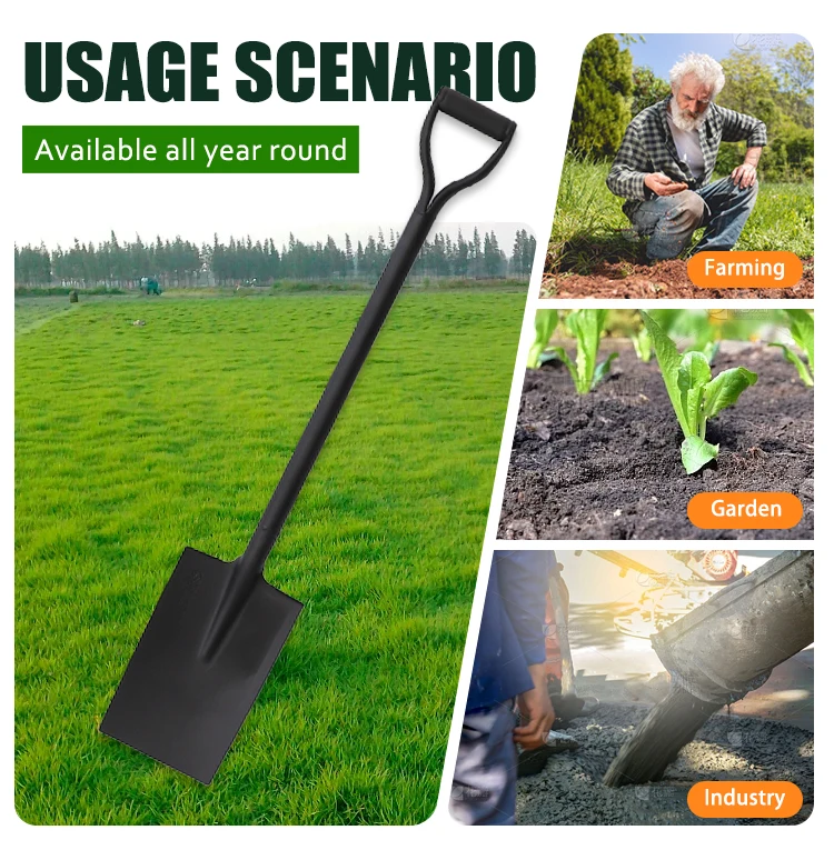 product metal steel   digging  construction garden farming flat square spade  shovel with handle-6