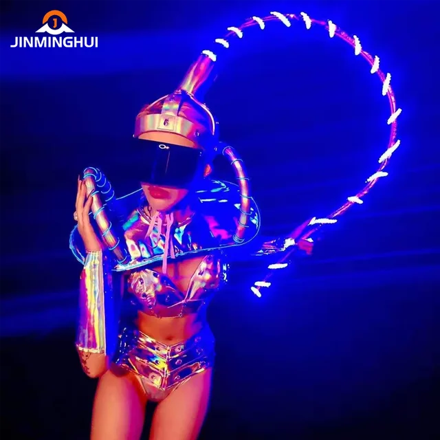 Nightclub Led glowing cold light future warrior technological sense phantom laser bikini big braid performance costume Clothes
