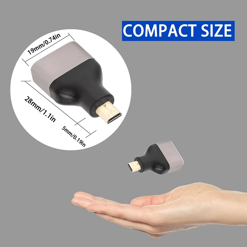 Cable Convertidor Conector Hembra a Macho Micro HDMI de 8K 60Hz 2.1 Cable Hdmi Compatible con Ps5 Xbox TV Proyector