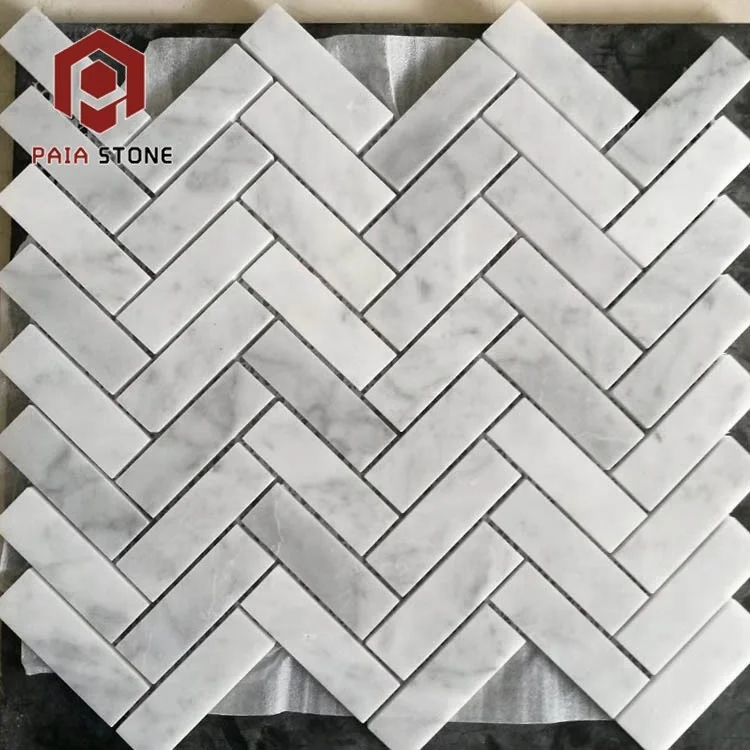 product cheap mosaic marble tile on sale herringbone crystal white marble mosaic tiles bathroom wall design-1