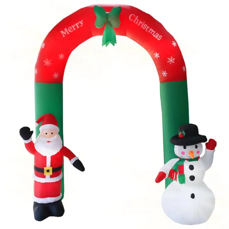 8 FT Christmas Inflatables Archway Outdoor Decorations Waterproof Giant Inflatable Lighted Santa Claus and Snowman Arch Blow Up