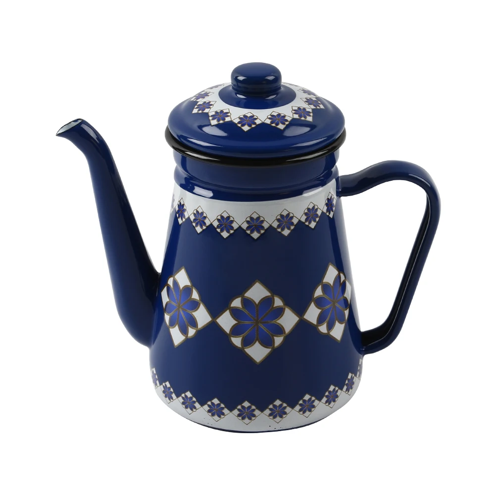 1.2L/1.5L unique designs Best seller Saudi Arabia tea pot coffee kettle camping enamel kettle for high quality