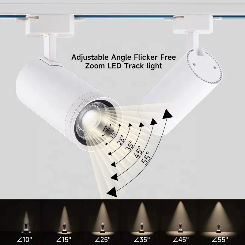 Modern 30W Factory Price LED Track Light Rail Lighting System Motorized Zoomable Adjust Aluminum Lamp COB 3-4 Lines Optional