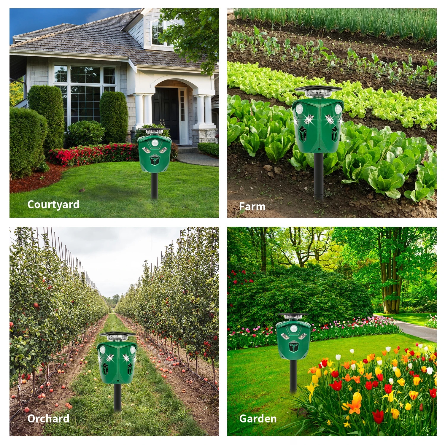 X-Pest Ar16 360 Degree Ultrasonic  Solar Animal Repeller Flame Light Deer Repellent With Motion Sensor