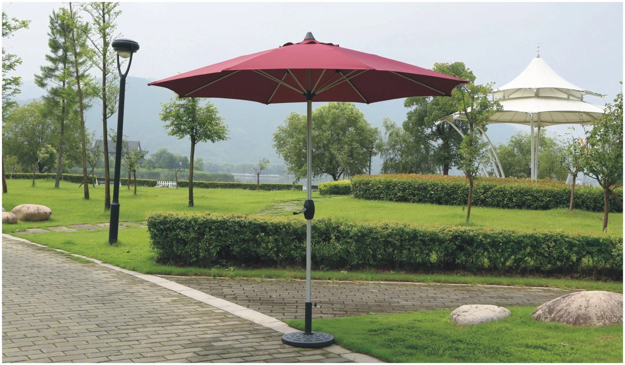 2.7m Aluminium Frame Garden Umbrella Parasol With Crank Buy Garden