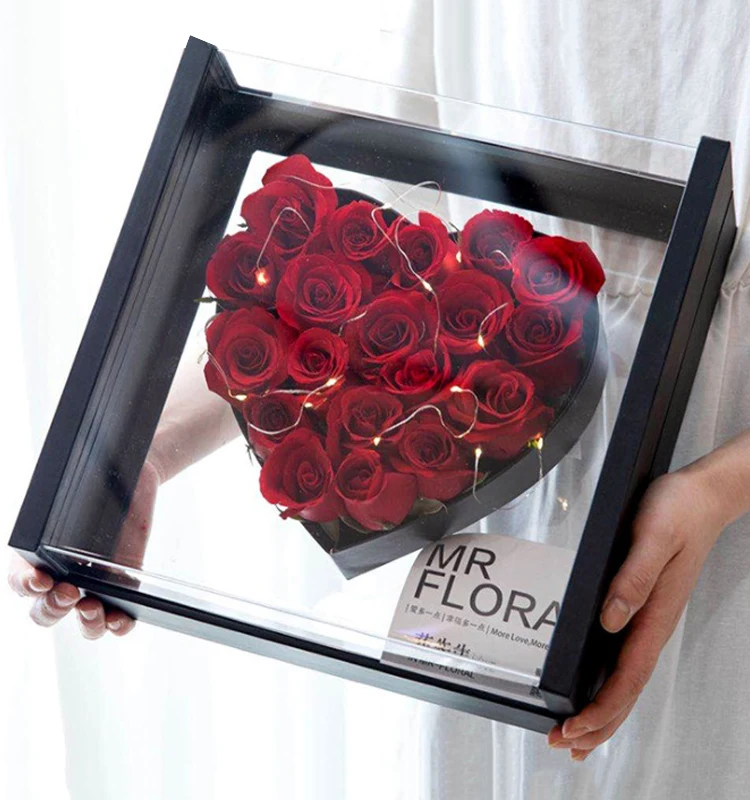 Wholesale Full Transparency Bow Contain Love Flower Box I Love You