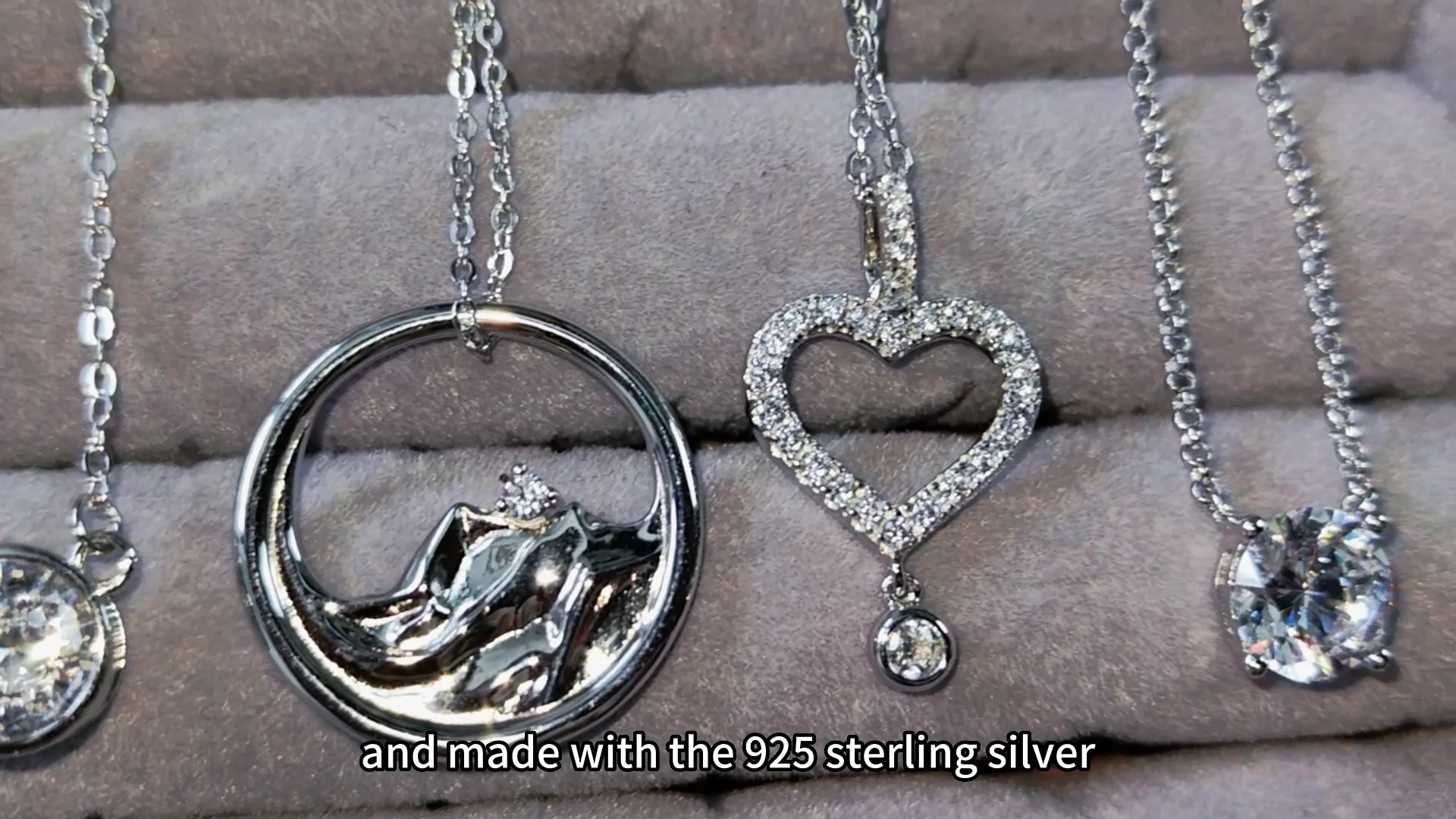 Promotion Cute 925 Sterling Silver Pendant Necklace Round Brilliant