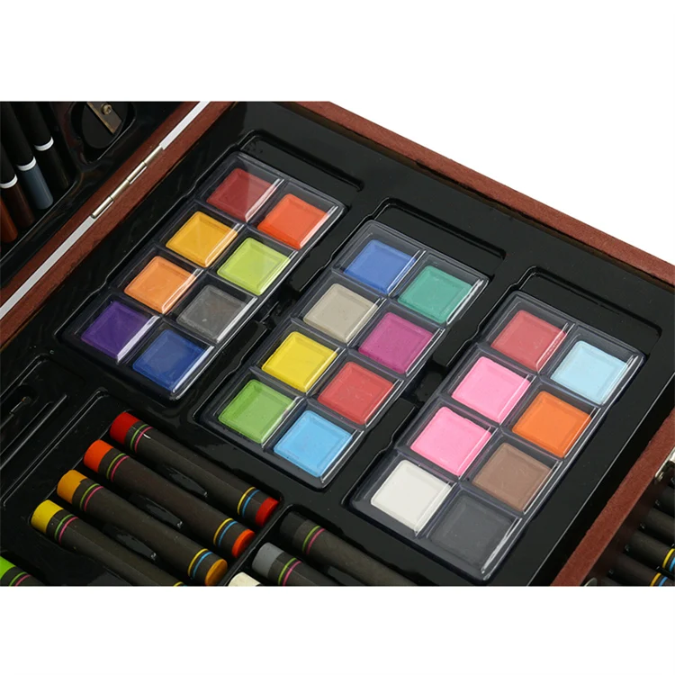 Professional 140pieces Deluxe Art Set In Wooden Box With Crayons Oil