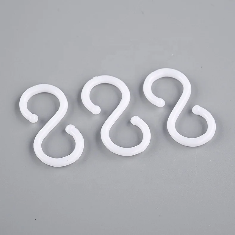 Plastic Large S Shape Hook Multi Purpose White for Door Back Hanging Clothes Kitchenware Bathroom Nail Free S Hook