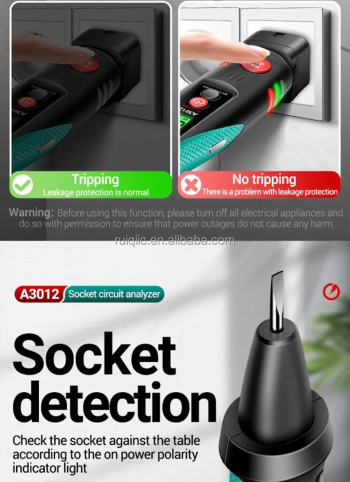 A3012 Multifunctional Socket Circuit Analyzer - AC/DC Tester