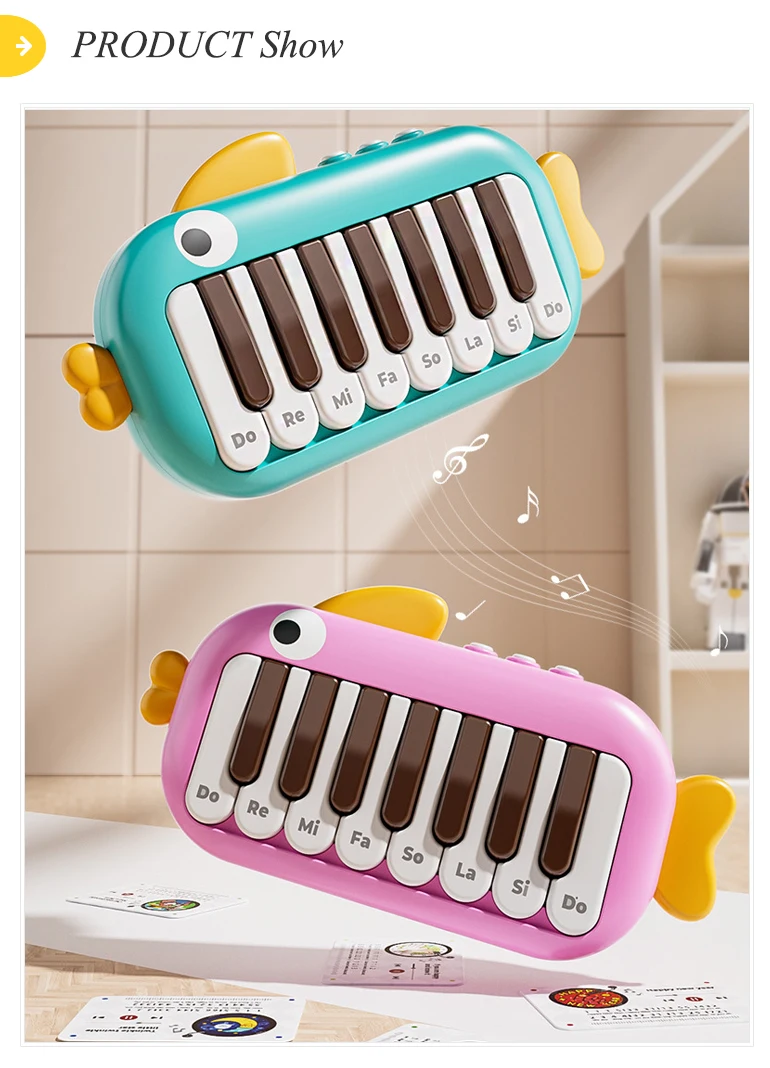 Cute Fish Music Instrument Kids Playing Little Electronic Piano Toy ...