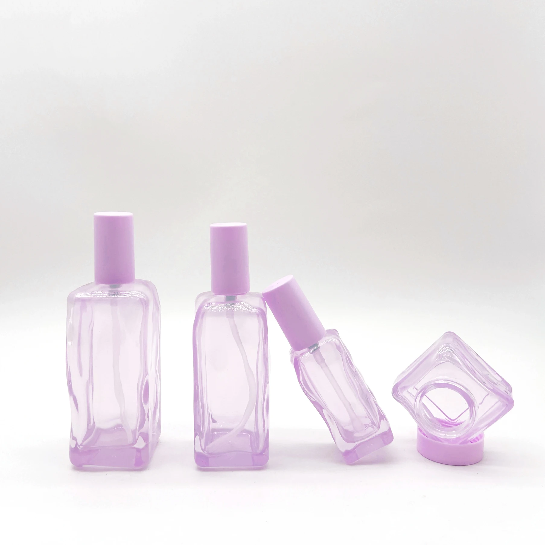 Matte Irregular Wave Glass Bottle with Plastic Pump 100ml Capacity for Skincare Packaging Free Sample for Face Cream Screw Cap