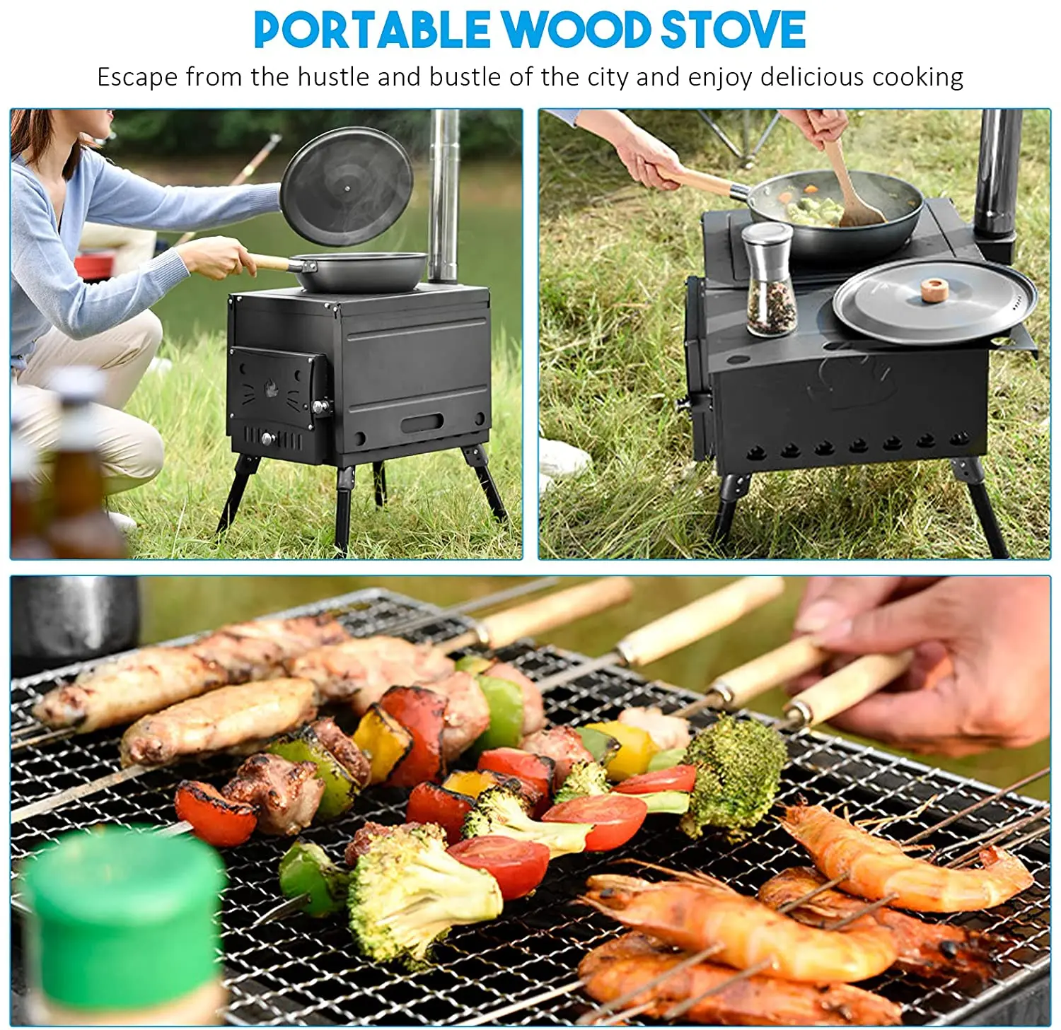 Foldable Tent Stove Portable Wood Burning Outdoor Stove