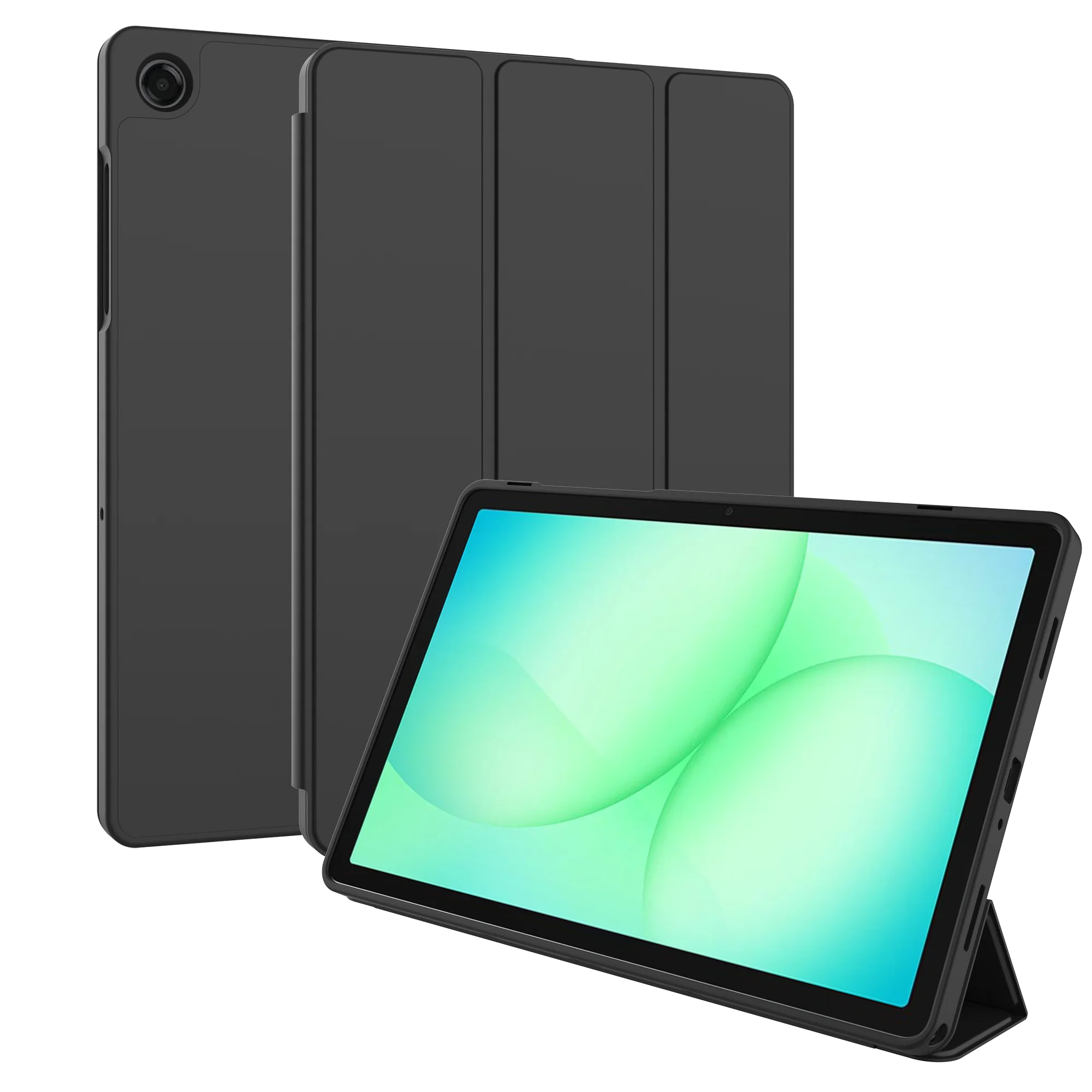 Laudtec TPU+PC Étui rigide universel magnétique et antichoc avec support intégré pour tablette Samsung Tab A11+ / A9+, noir