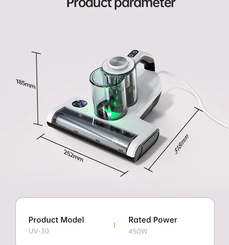 Dibea 2024 New Design Negative Ion Mite Remover Handheld Uv Mattress