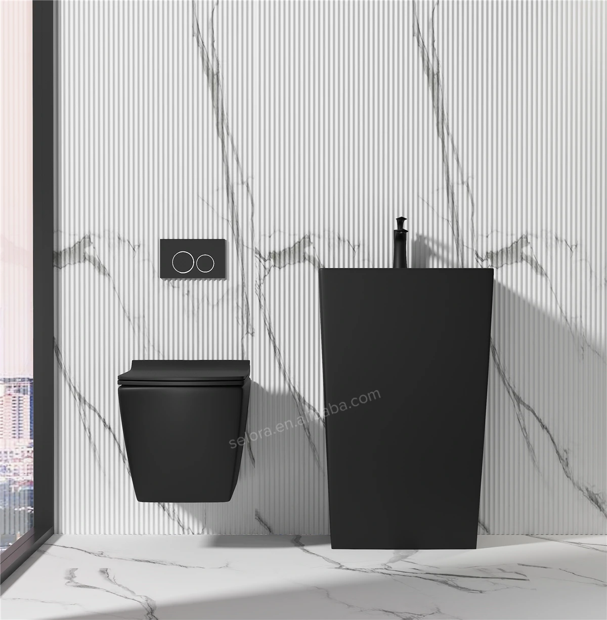 Elegant Modern Hotel Bathroom Sanitary Ware Wc Pedestal Basin Combo