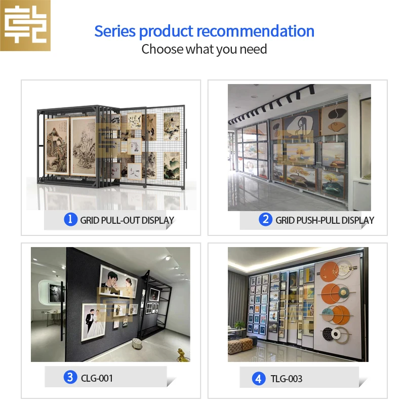 Customizable Detachable Oil Painting Display Stand Pull-Push Museum Hanging Canvas Sliding Art Easel Shelf for Display Racks