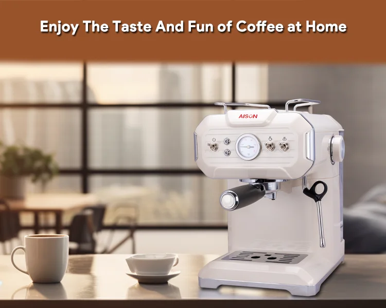 New Retro Style Coffee Maker with Steam 20 Bar Electric Espresso Machine