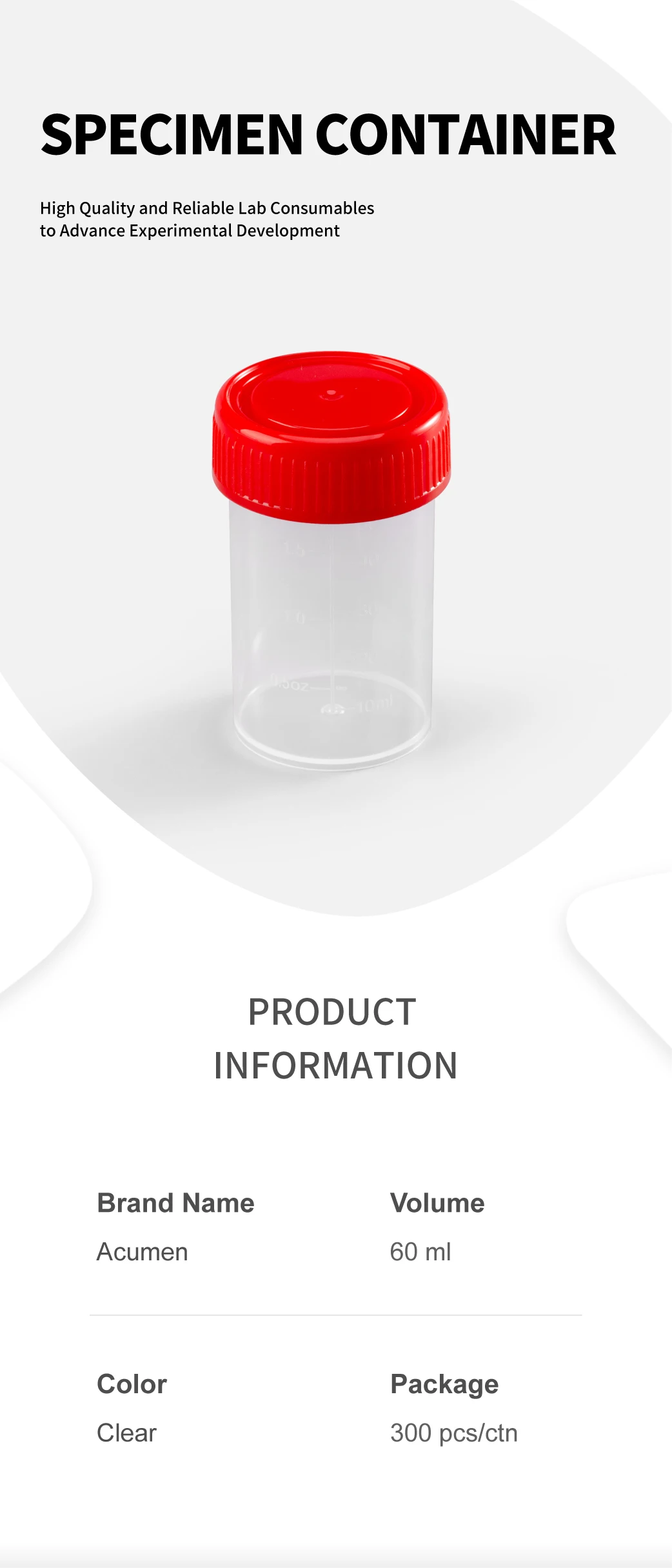 60ml Specimen Container Disposable Urine Cup Specimen Cups With Leak