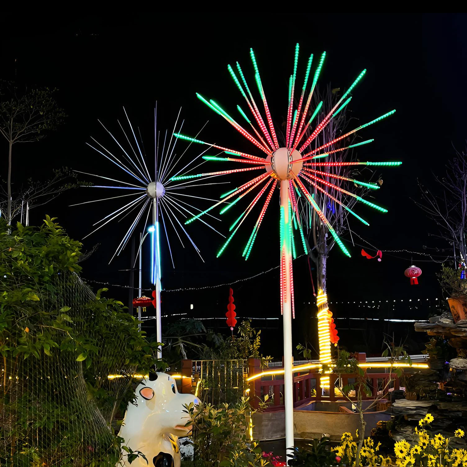 Customization LED Firework Light Waterproof IP65 Outdoor Landscape Dynamic Animate Effect Garden Street Backyard Decoration