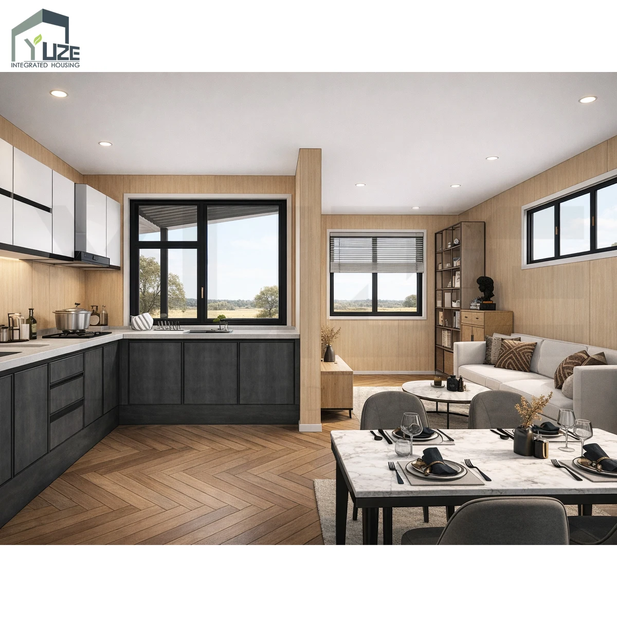 product china prefabricated homes durable steel structure prefab modular shipping living container house with pitched roof-3