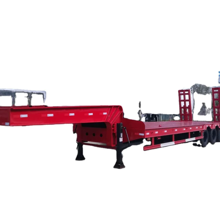 China top brand 3 Axle 70ton Low Bed Semi Trailer with Hydraulic Ramp low bed Trailer Bestsellers fast delivery ready on ship