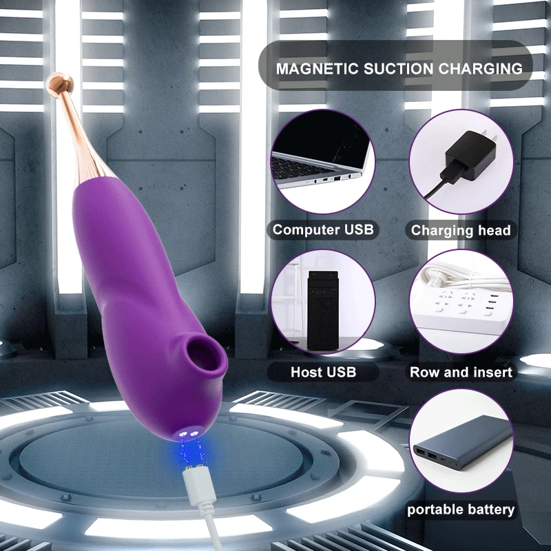 2 in 1 Double Headed Vibration Clitoris Sucker Massage Orgasm Pen Masturbator Sex Toys Nipple Sucking Vibrator for Woman