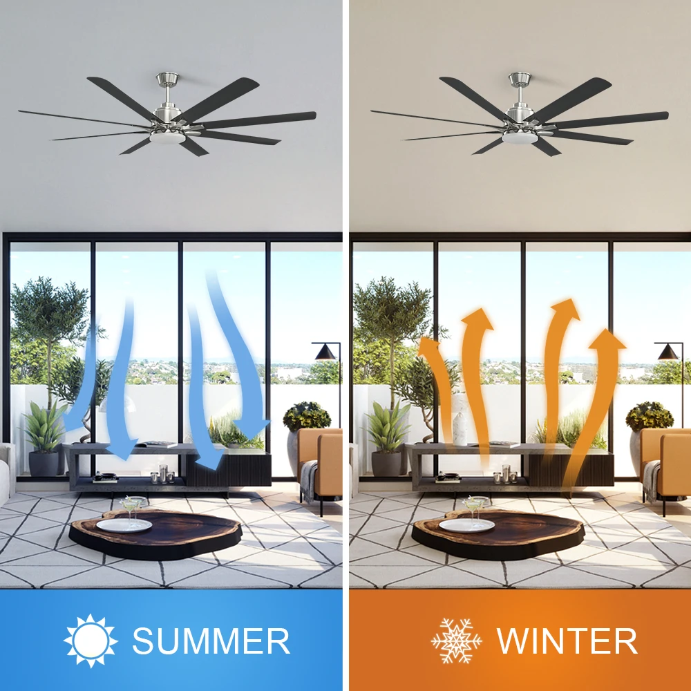 DC Motor Remote Control Large Fan Light 66 Inch Smart App Control Big Industrial Led Ceiling Fan With Light