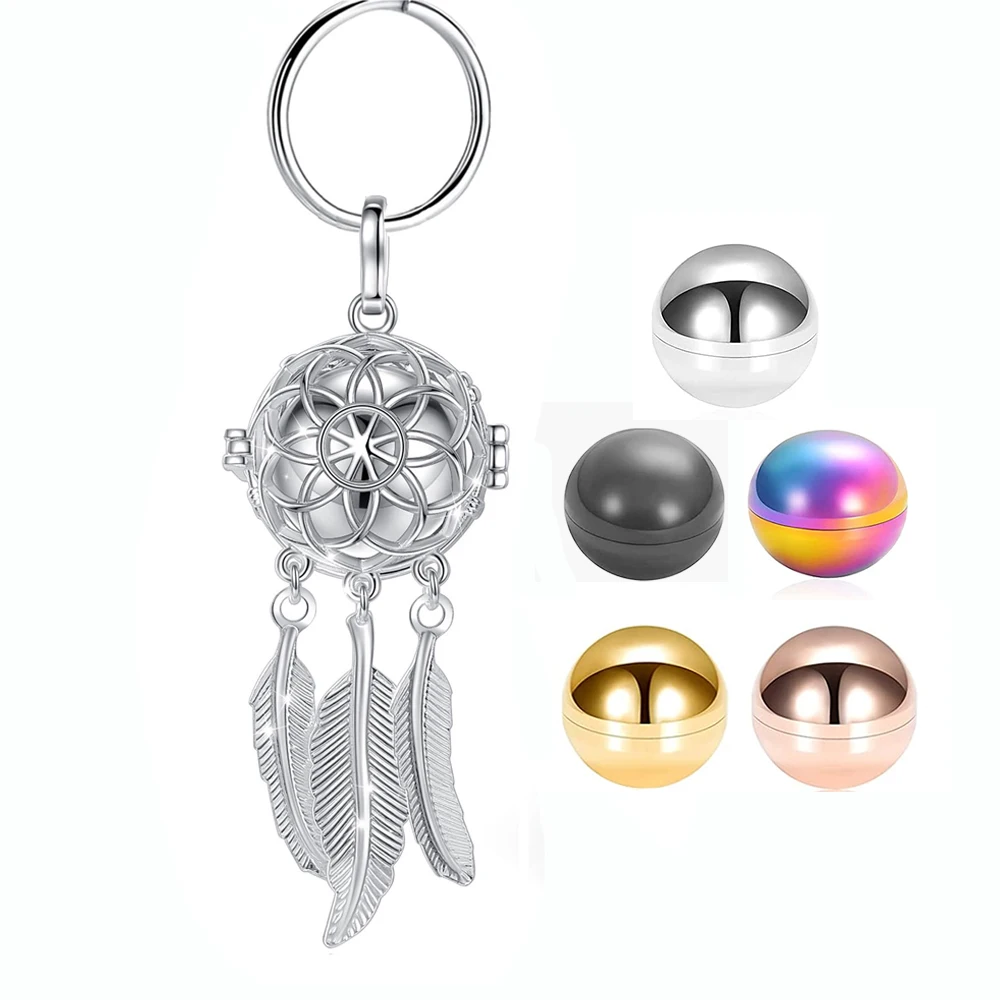 Exquisite Birthstone Dream Catcher Net Cremation Jewelry Keepsake Memorial Urn Pendant Accessories Keychain for Women and Men