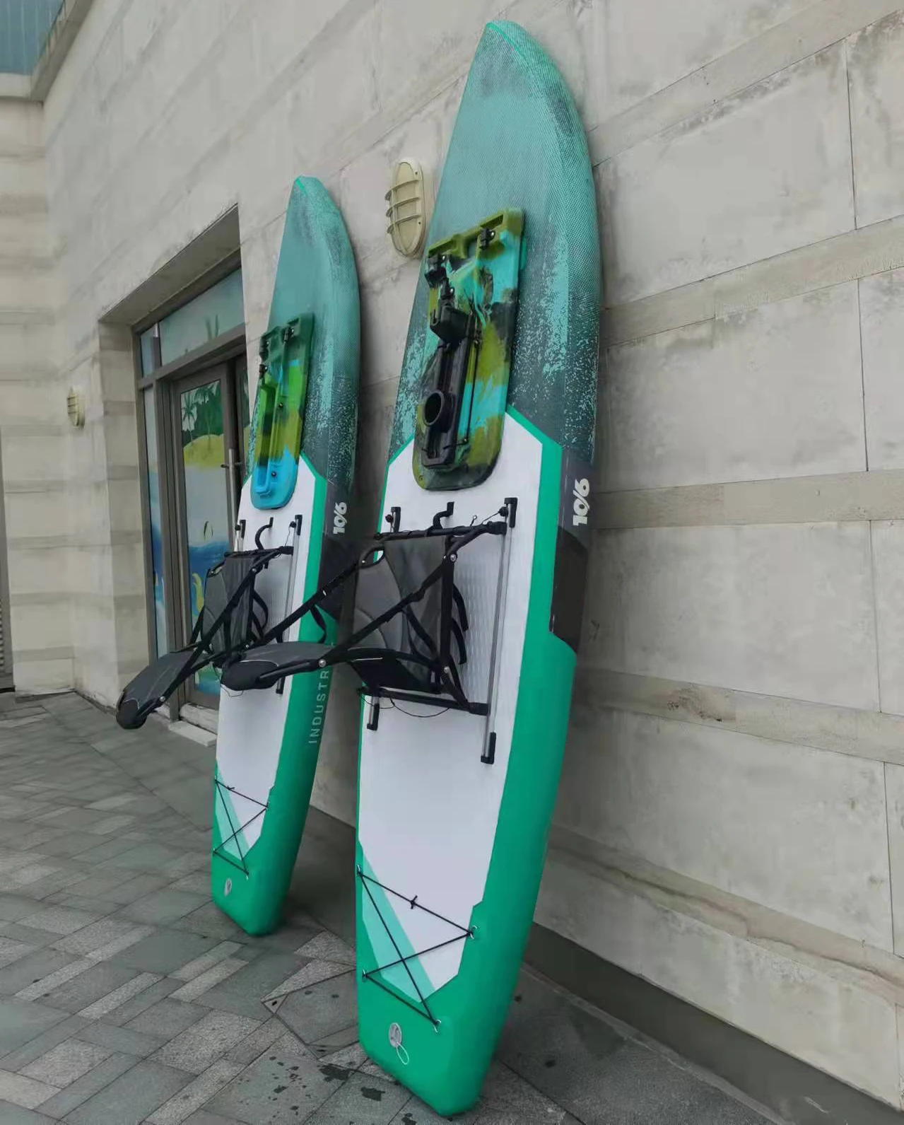 1 Person Solo Fishing SUP Board Inflatable Paddle Board with Foot Controlled Feature Water Amusement Facility