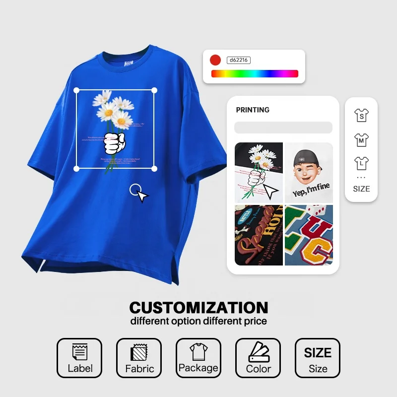 QUICKSHOW Custom Crop Acid Washed Tshirt Rubber Printing Oversized Cotton Heavyweight Streetwear T Shirt