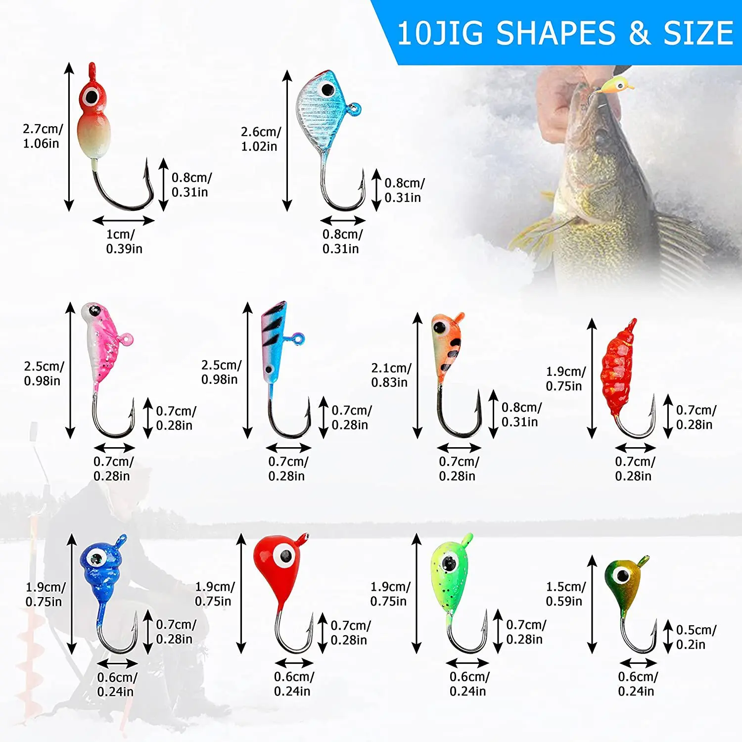 Top Right Fh9015 Ice Fishing Kit Ice Fishing Jig Mini Lead Jig Head