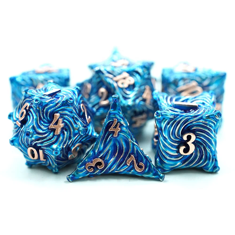 Fabrika Toptan 7'lik Polihedral Çinko Alaşım Dungeons and Dragons Zar Setleri DND Oyunları için