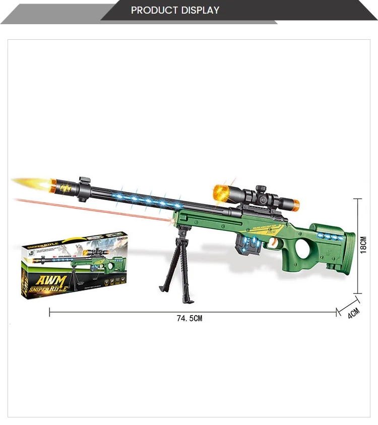 Cheap AWM Sniper Rifle Infrared Laser Gun Toys Light and Sound
