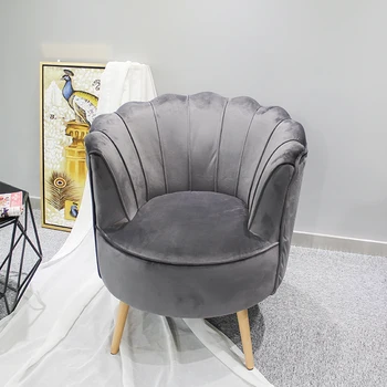 Hstex Modern Furniture Romance Dining Stool Modern Couch Leisure Chair Single Sofa Set Luxury Hotel Living Room Velvet Iron BSCI